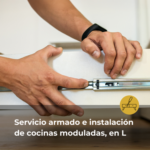 Servicio armado e instalación de cocinas moduladas, en L