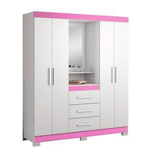 Closet Capelinha con Espejo Blanco/Rosado