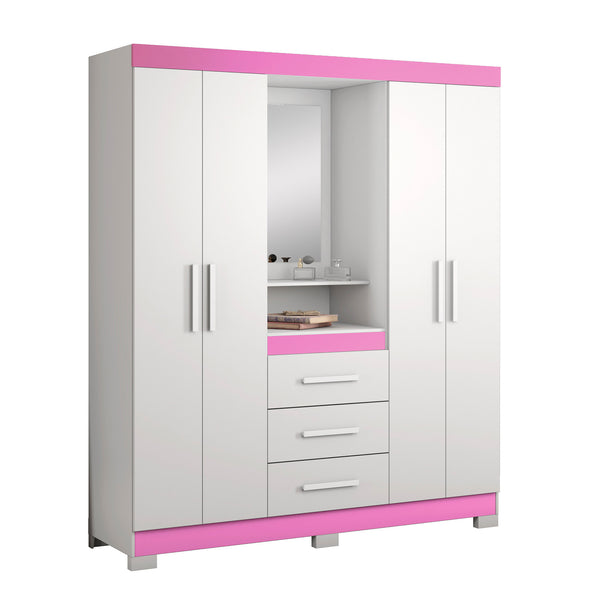 Closet Capelinha con Espejo Blanco/Rosado