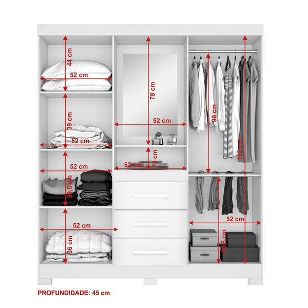 Closet Capelinha con Espejo Blanco/Rosado