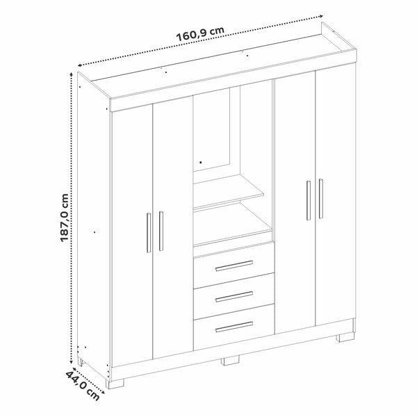 Closet Capelinha con Espejo Blanco/Rosado