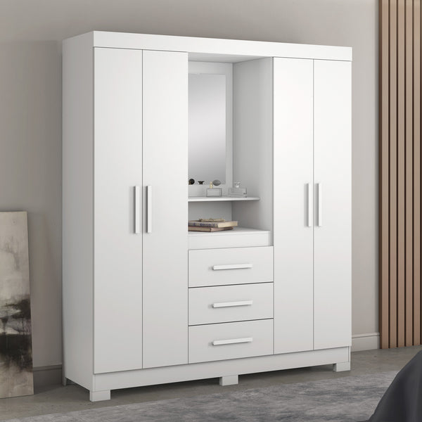 Closet Capelinha con Espejo Blanco/Rosado