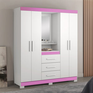 Closet Capelinha con Espejo Blanco/Rosado