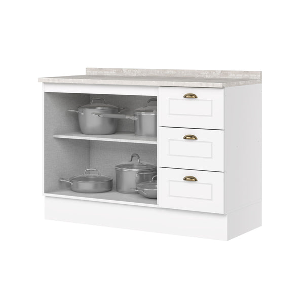 Mueble Base 2 Puertas 3 Cajones Americana Blanco