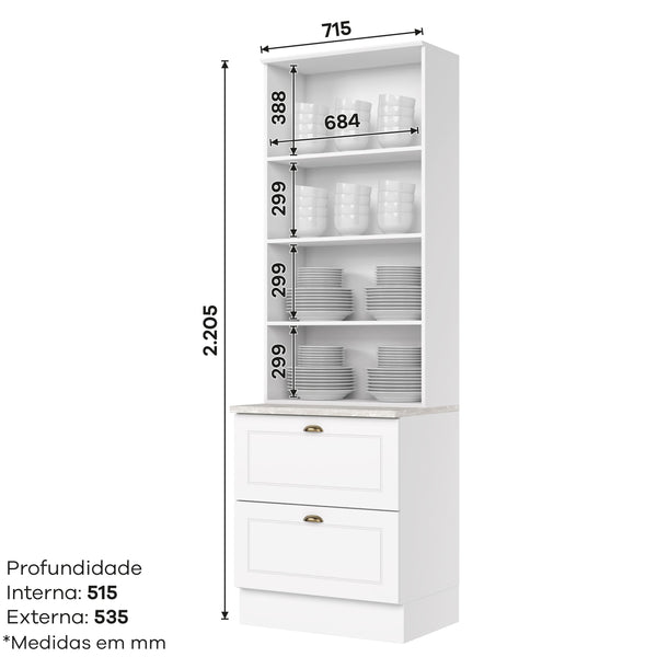 Cristalera Cocina Americana Blanco