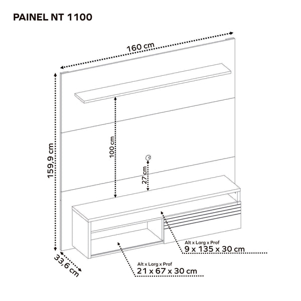 Panel Olimpo Tv 65" Off white