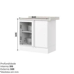 Mueble de Cocina Base Esquinero Americana Blanco