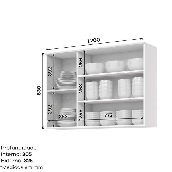 Combo 120 cm Vidrio Americana Natural