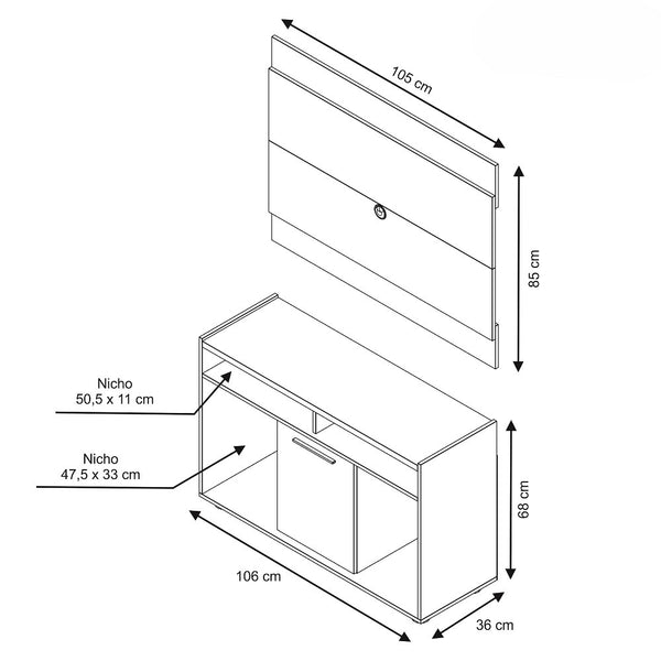 Combo Rack + Panel TV Sorento 43" Negro