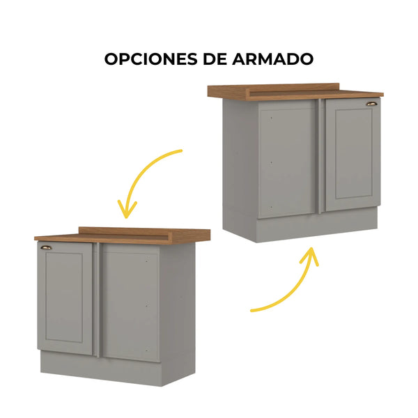 Mueble de Cocina Base Esquinero Americana Gris
