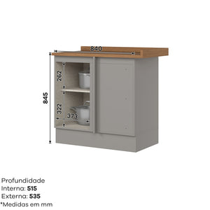 Mueble de Cocina Base Esquinero Americana Gris