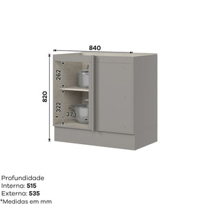 Mueble de Cocina Base Esquinero Americana Gris