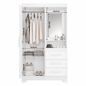 Closet Noa 2 Puertas Blanco/Rosado con Espejo