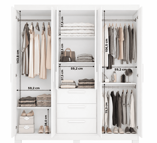 Closet Mara 6 Puertas 3 Cajones Blanco