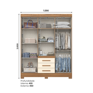 Closet Torino 6 Puertas Off white