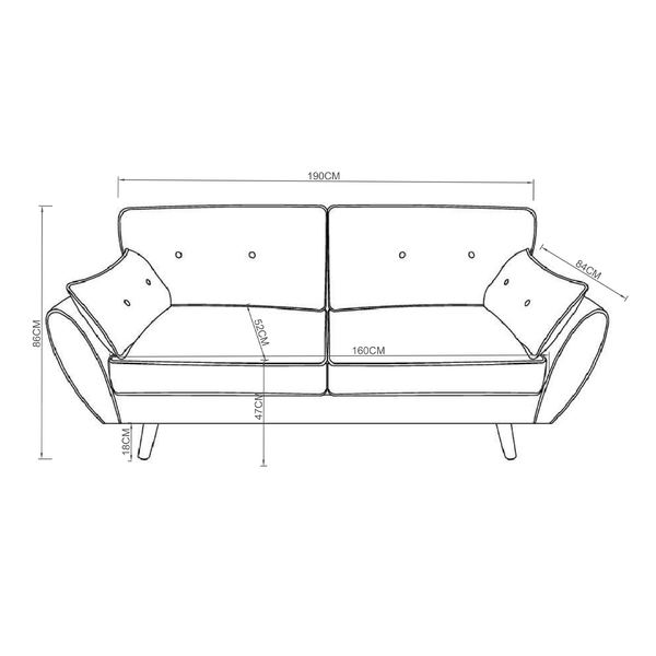 Sofa 3 Cuerpos Dallas Gris