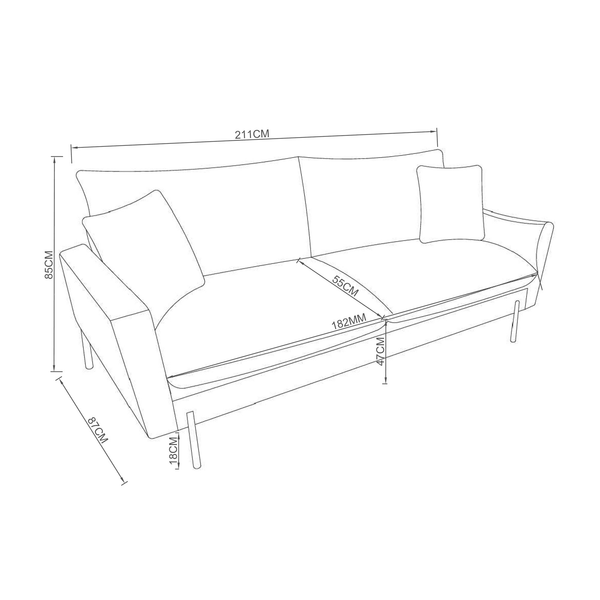 Sofá 3 Cuerpos Huston Arena