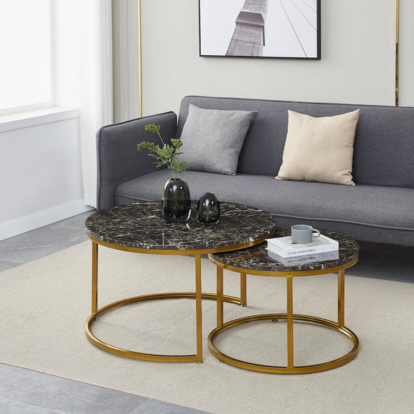 Juego Mesa de Centro Nido Negro Mármol
