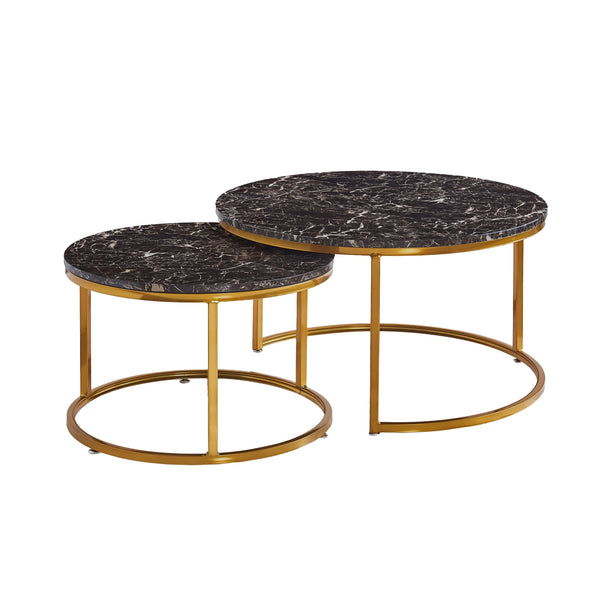 Juego Mesa de Centro Nido Negro Mármol