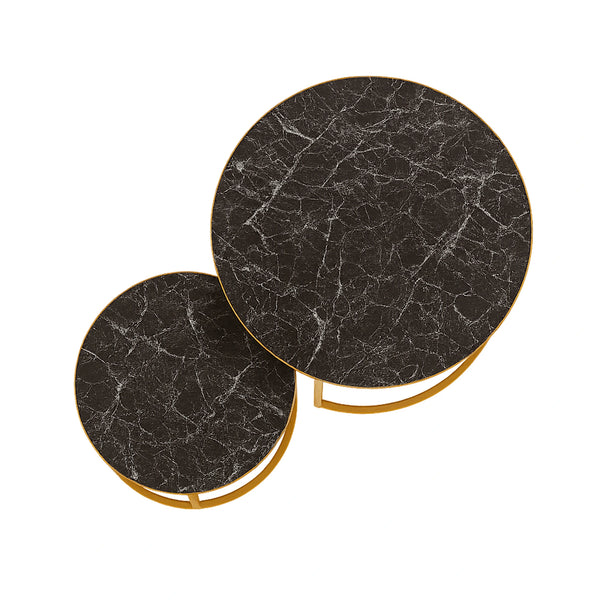 Juego Mesa de Centro Nido Negro Mármol