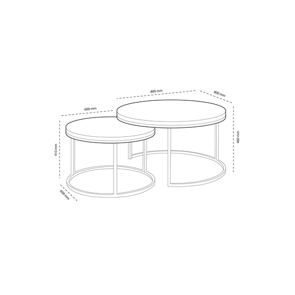 Juego Mesa de Centro Nido Negro Mármol
