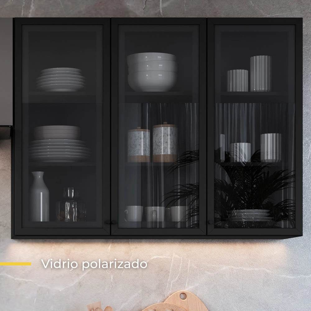 Mueble de Cocina Aéreo 3P Vidrio Delta Titanio