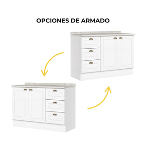 Mueble Base 2P 3C Línea Americana Blanco