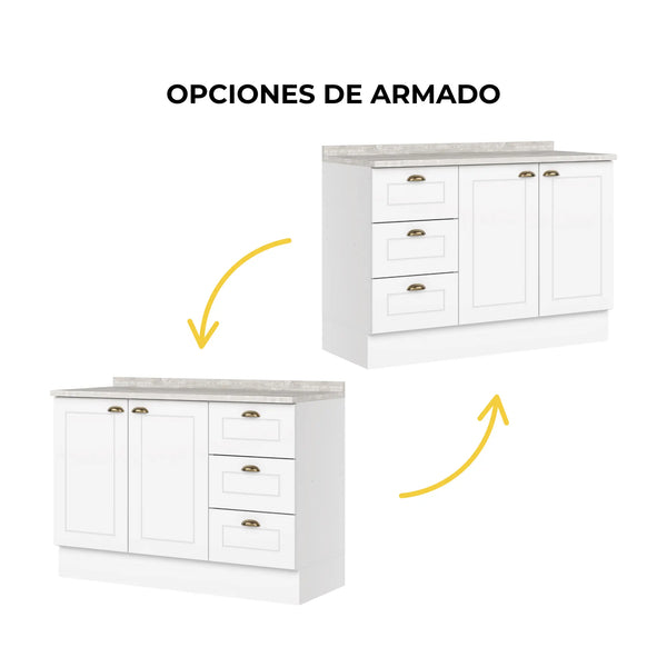 Mueble Base 2P 3C Línea Americana Blanco