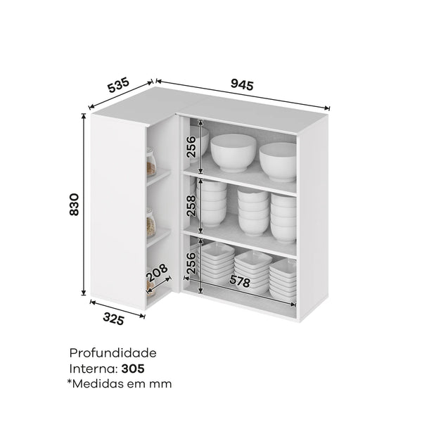 Mueble Cocina Aéreo Esquinero Americana Blanco