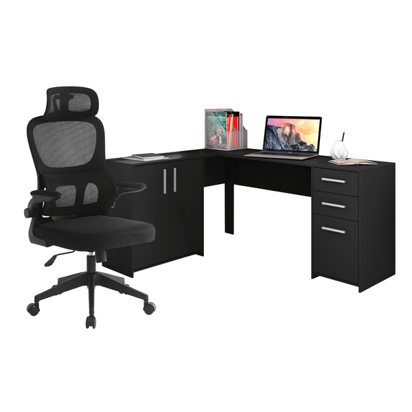 Combo Escritorio Plateas Negro + Silla Master