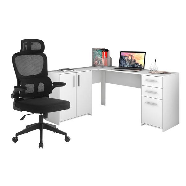 Combo Escritorio Plateas Blanco + Silla Master
