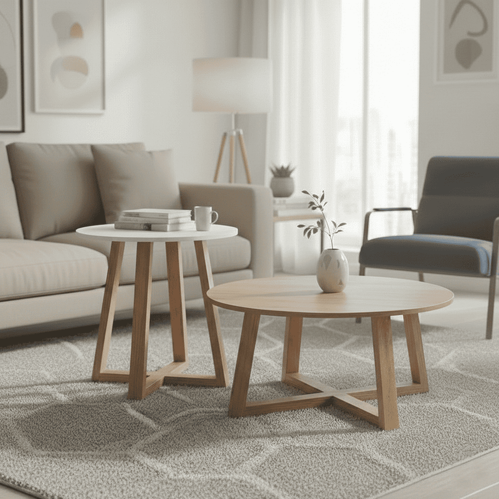 Juego Mesa de Centro Alde Blanco/Miel