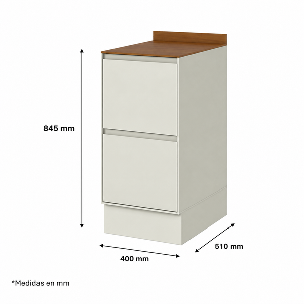 Mueble Cocina Base 2 Cajones 40 cm Fineze Canela
