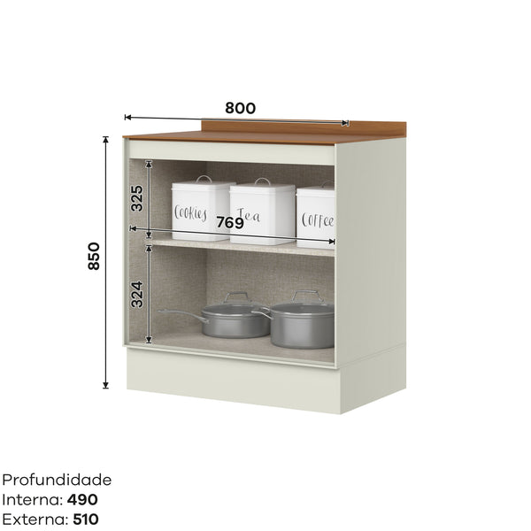 Mueble Cocina Base 2P 80 cm Fineze Canela