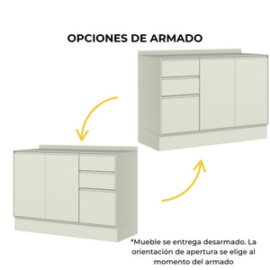 Mueble Cocina Base 3 Pta. 2 Caj. 120 cm Fineze Arena