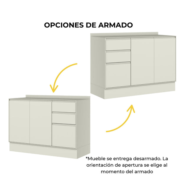Mueble Cocina Base 3 Pta. 2 Caj. 120 cm Fineze Arena