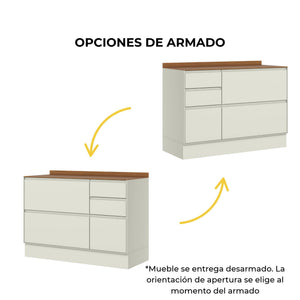 Mueble Cocina Base 1 Pta. 4 Caj. 120 cm Fineze Canela