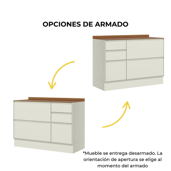 Mueble Cocina Base 1 Pta. 4 Caj. 120 cm Fineze Canela