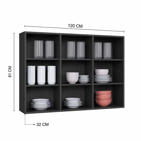 Mueble Cocina Aéreo 3P 120 cm Vidrio Delta Gris