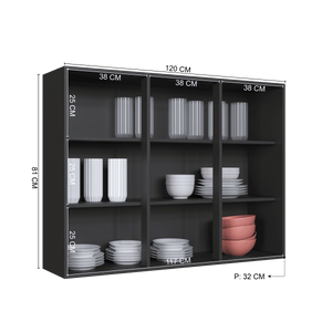 Mueble Cocina Aéreo 3P 120 cm Vidrio Delta Gris