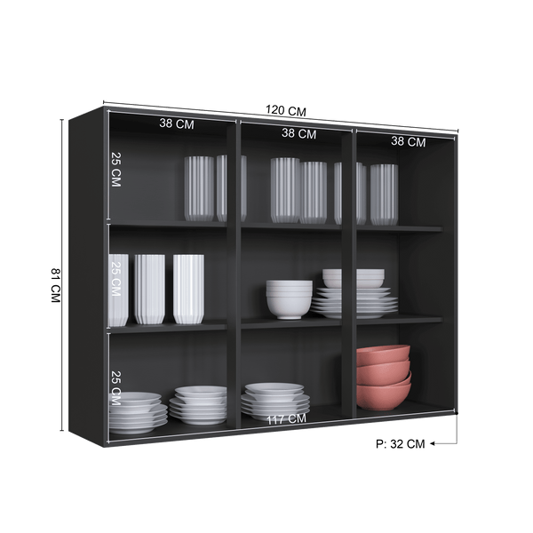 Mueble Cocina Aéreo 3P 120 cm Vidrio Delta Gris