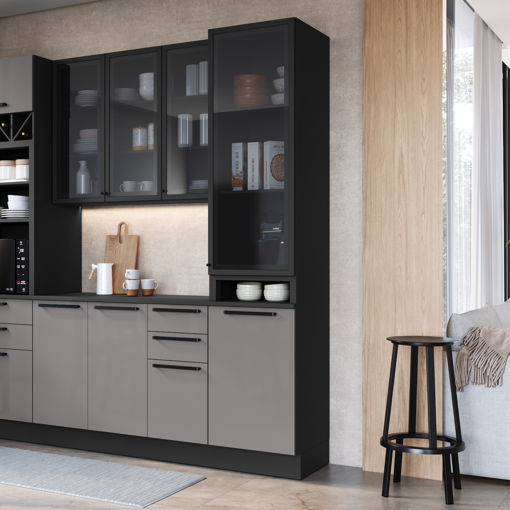 Mueble Cocina Despensa 2P Vidrio 50 cm Delta Gris