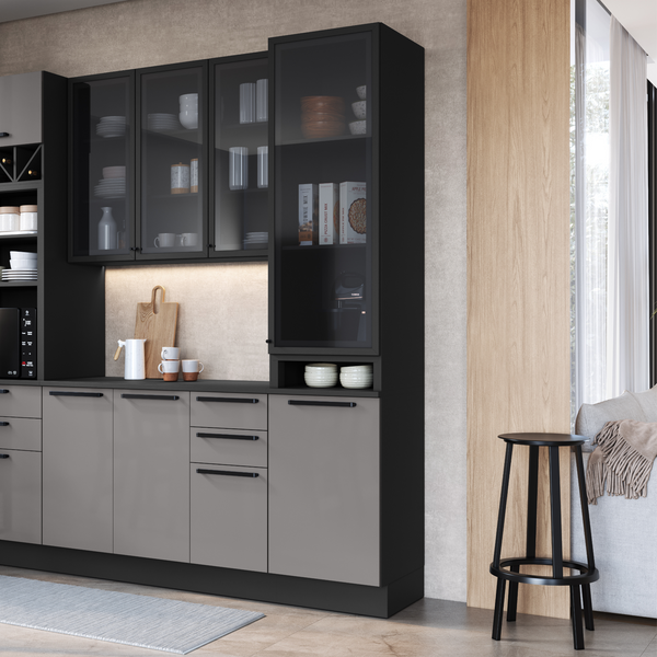 Mueble Cocina Despensa 2P Vidrio 50 cm Delta Gris