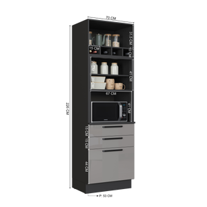 Mueble Cocina Torre Microondas 70 cm Delta Gris