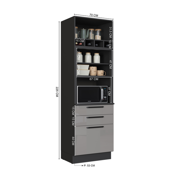 Mueble Cocina Torre Microondas 70 cm Delta Gris