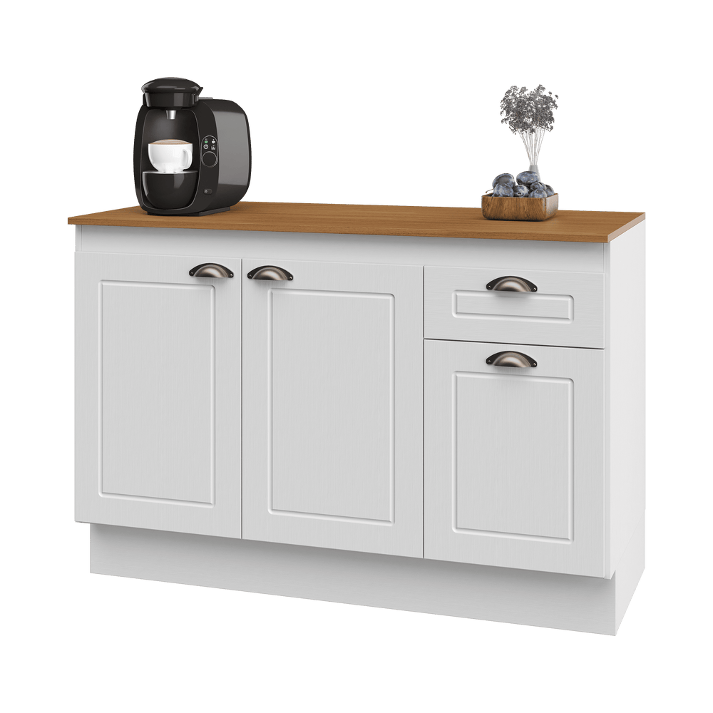 Mueble Cocina Base 3 Pta. 1 Caj. 120 cm ECO Blanco/Café