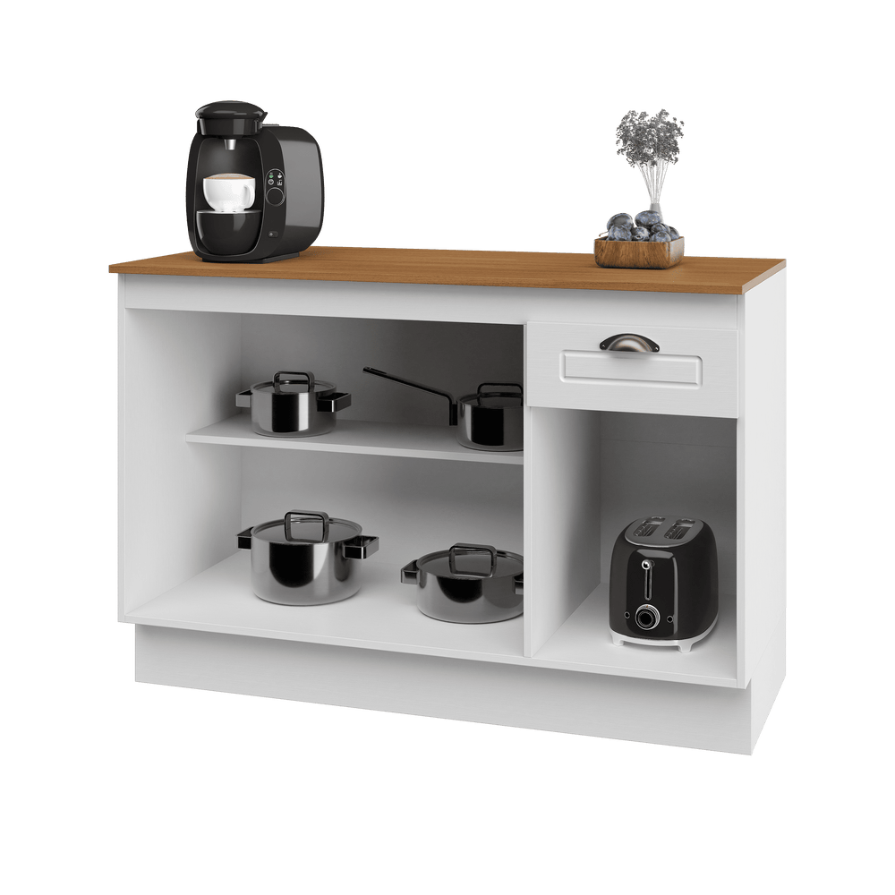 Mueble Cocina Base 3 Pta. 1 Caj. 120 cm ECO Blanco/Café