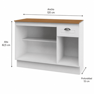 Mueble Cocina Base 3 Pta. 1 Caj. 120 cm ECO Blanco/Café