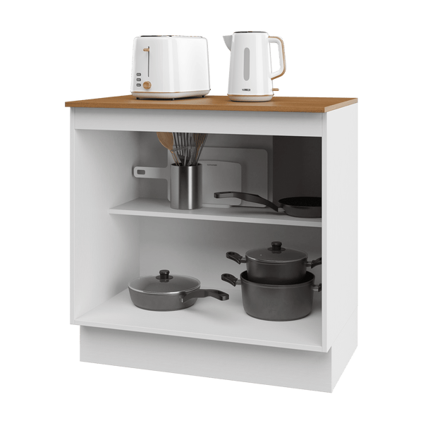 Mueble Cocina Base 2P 80 cm ECO Blanco/Café
