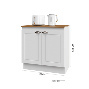 Mueble Cocina Base 2P 80 cm ECO Blanco/Café